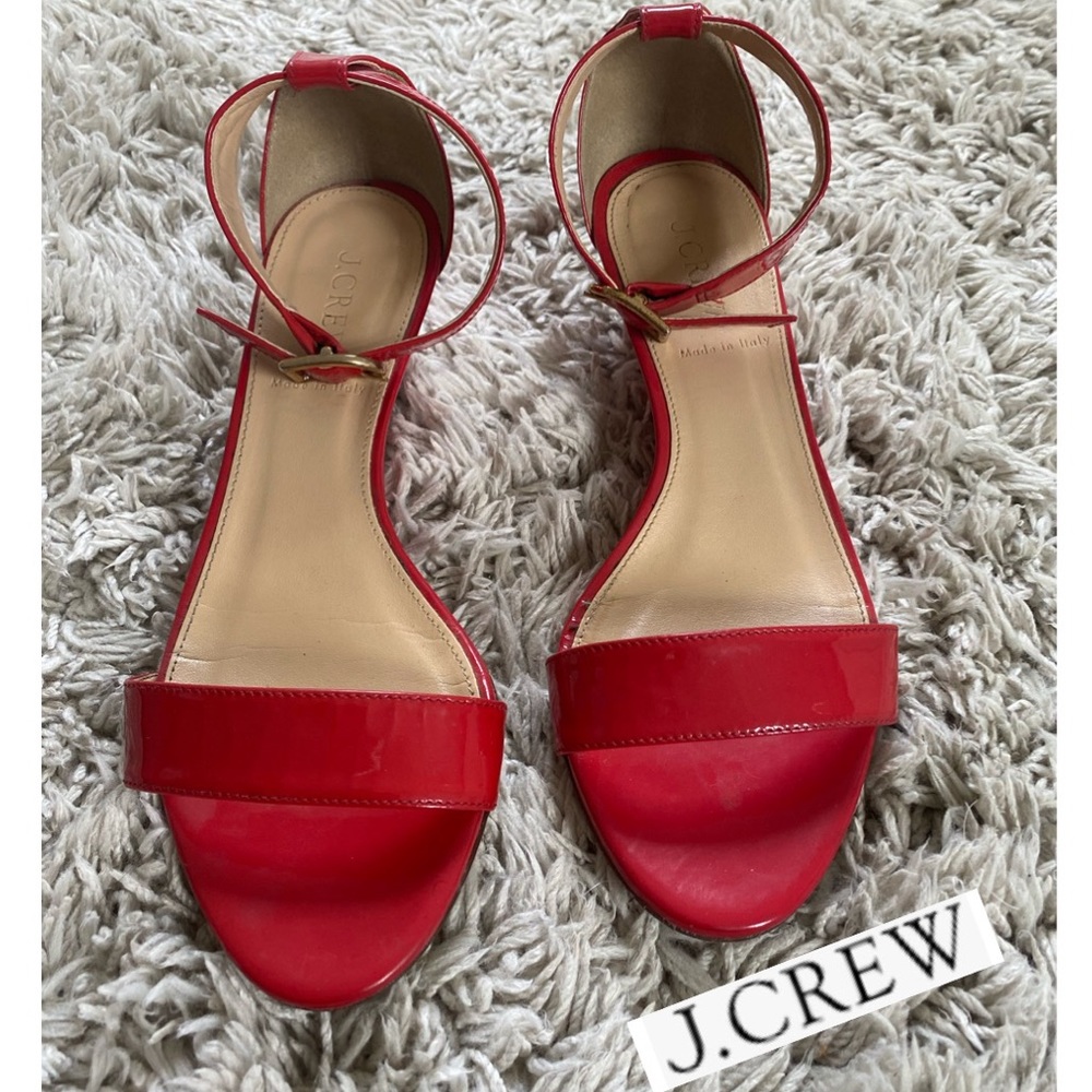 J CREW RED LEATHER SANDALS